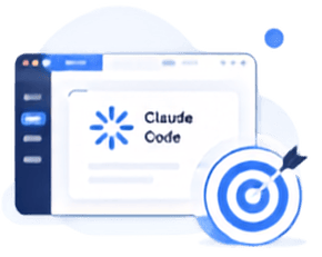 Claude Codeに特化したブラウザ画面とターゲットのイラスト